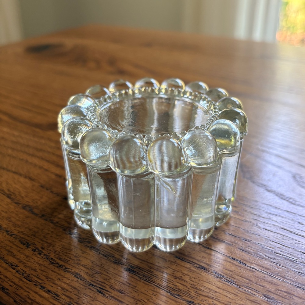 Vintage Clear Glass Candle Holder or trinket box